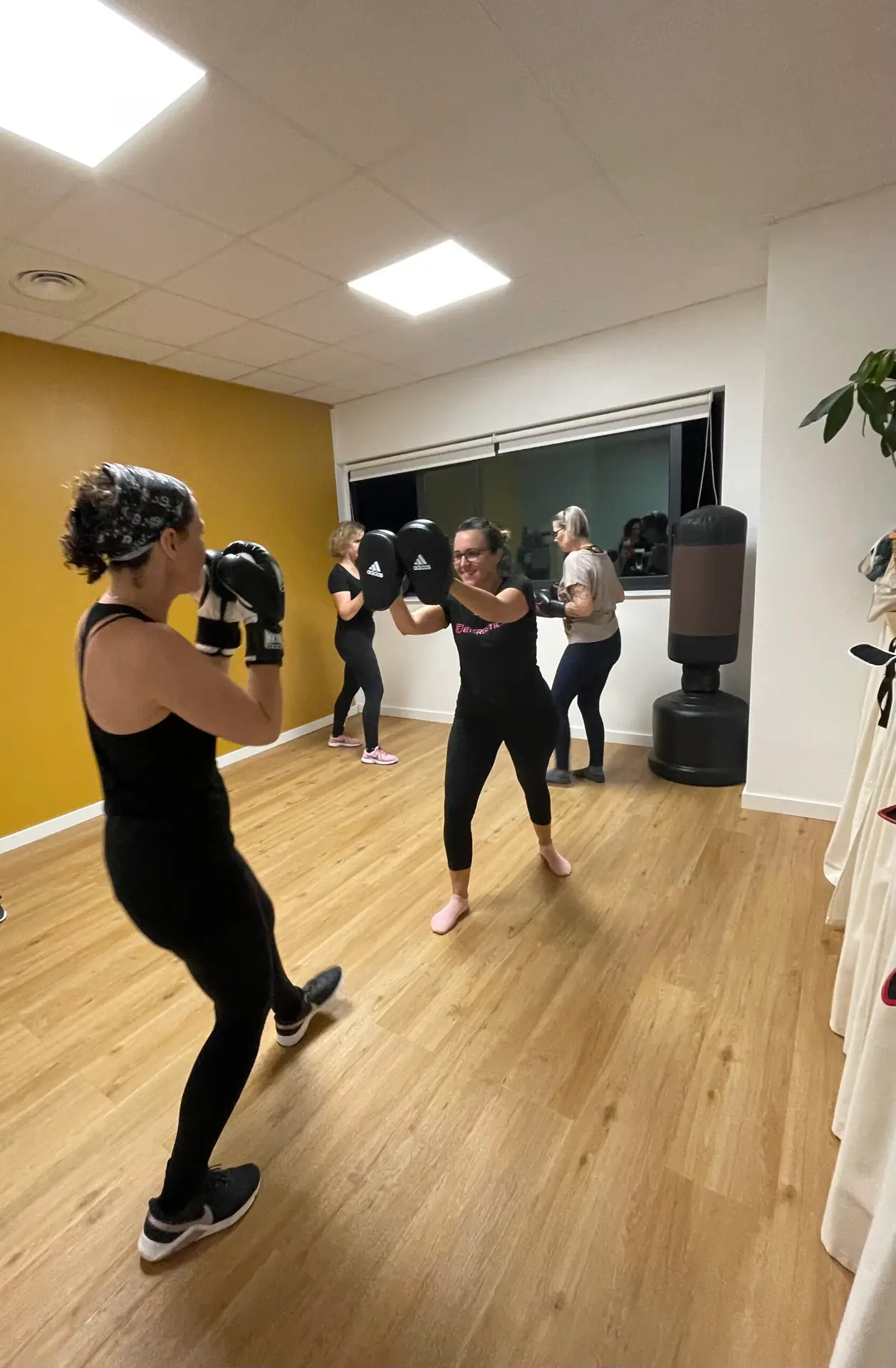 4 femmes en train de s'entrainer à la boxe confiance à Saint Mathieu de Tréviers